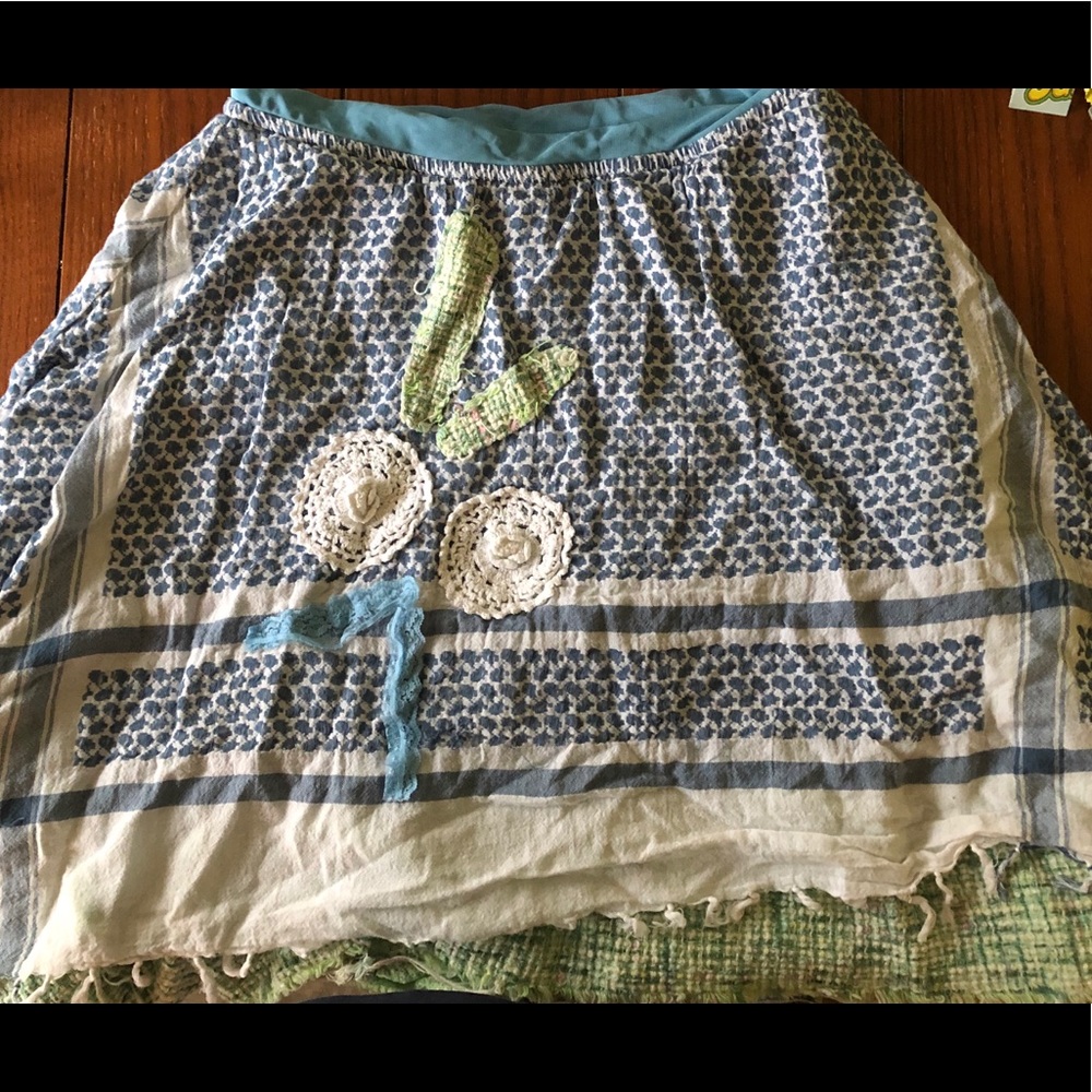 Vintage Free People layered frayed skirt large